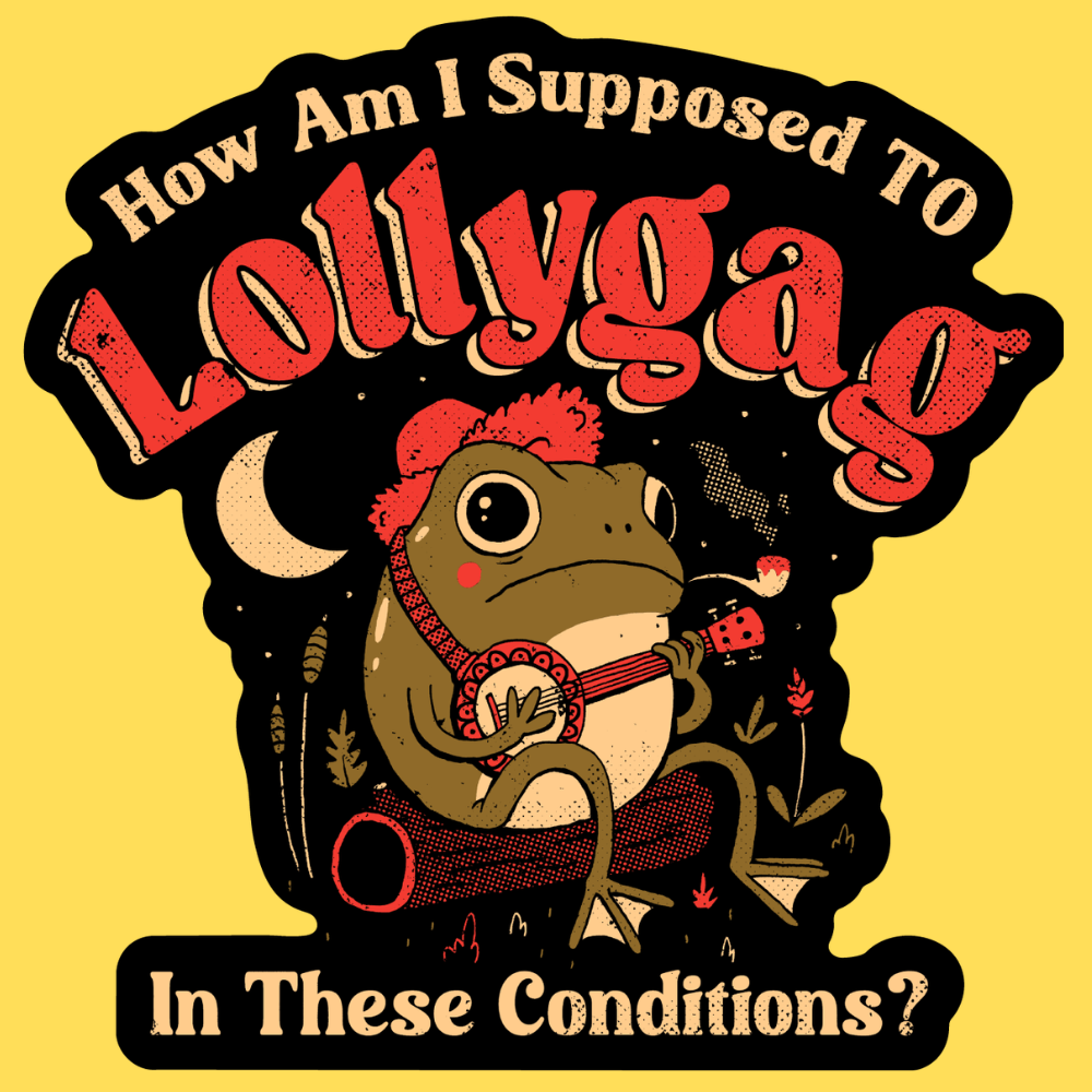 Lollygagging Frog' Sticker
